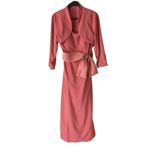 La Perle Pink Shash Gown Dress with Bolero Jacket Size 12